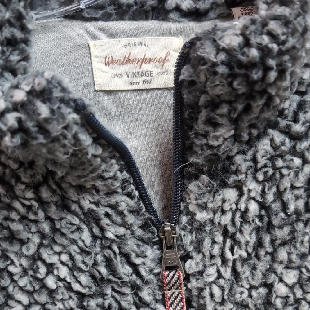 Weatherproof Gray Sherpa Zip-Front Pullover - Picture 2 of 6